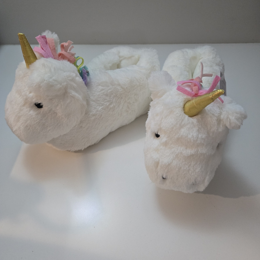 BNWT Pottery Barn Kids Unicorn Slippers - White and Gold